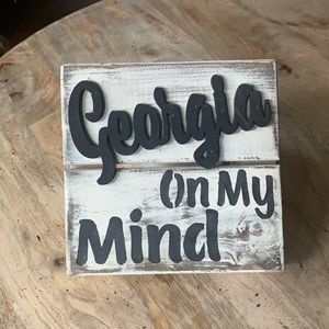 Rustic Farmhouse Disstressed wood sign “GEORGIA on my mind” - small